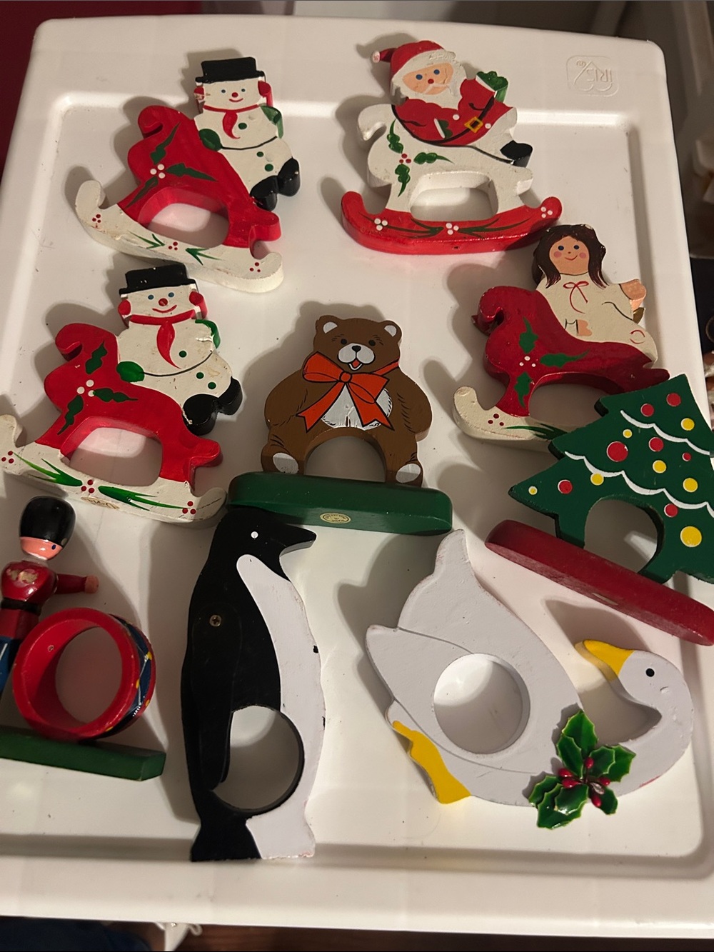 Vintage wine bottle holders set of 9 Made in Taiwan Christmas